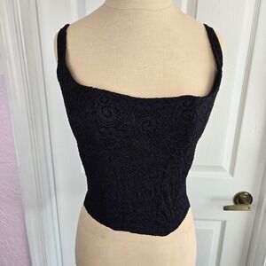 Rosa Cha Womens Black Lace Corset Top Brazilian Size 46 Lightly Padded Underwire
